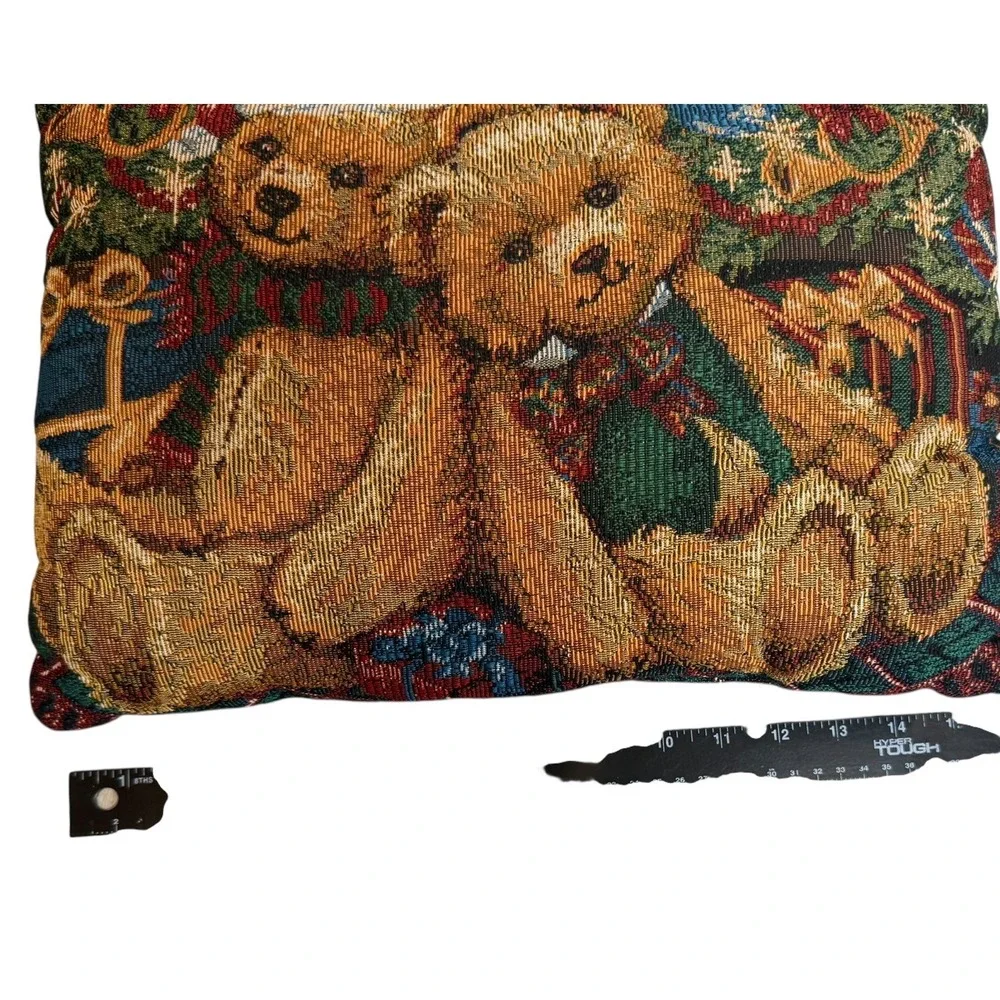 Teddy Bear‎ Tapestry Pillow Christmas Holiday Presents Throw Decor